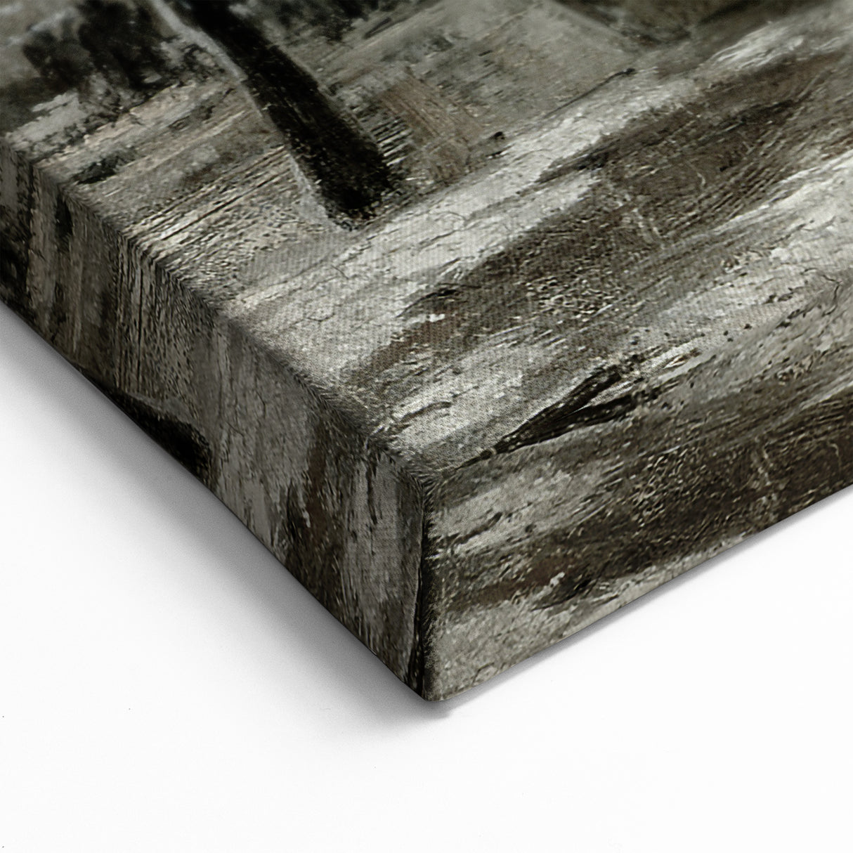 Dark Moody Wall Art - Snowy Urban Street Scene with Vintage Charm