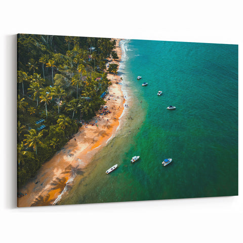 Porto Cityscape Prints - Aerial Beach View with Ocean and Palms Canvas Art