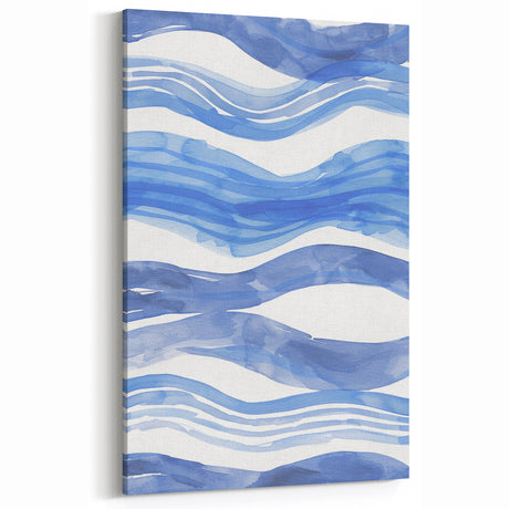 Watercolor Waves Coastal Wall Art - Oceanic Nautical Decor Print