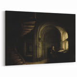Dark Moody Scholar Scene - Atmospheric Study Room Wall Art Decor