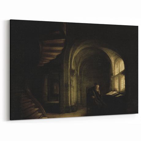 Dark Moody Scholar Scene - Atmospheric Study Room Wall Art Decor