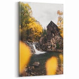Old Mill by the Waterfall - Rustic Autumn Landscape Art