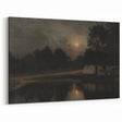 Dark Moody Wall Art: Moonlit Cottage by the Lake - Moody Art Print