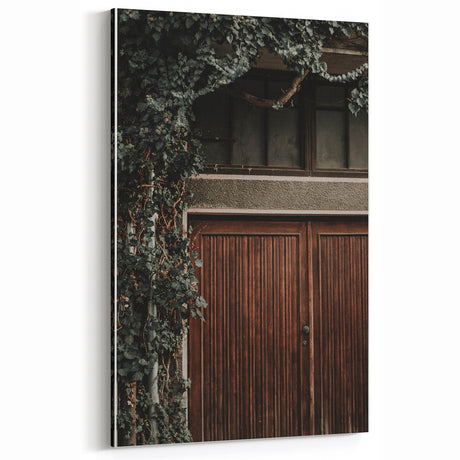 Rustic Wall Art - Ivy-Covered Wooden Door for Farmhouse Decor