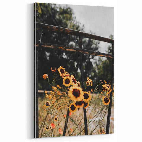 Rustic Wall Art - Wildflowers and Fence Farmhouse Decor for Rustic Homes