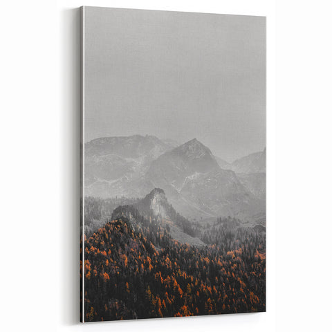 Rustic Wall Art - Mountain Range in Autumn Farmhouse Decor for Homes