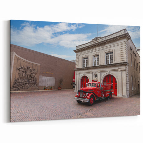 Memphis Cityscape - Vintage Firehouse and Memorial Canvas Wall Art