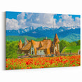 Romania Wall Art - Traditional Cottage and Carpathian Mountains Print