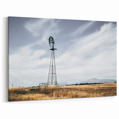 Vintage Windmill Farmhouse Wall Art – Rustic Country Style Decor Print