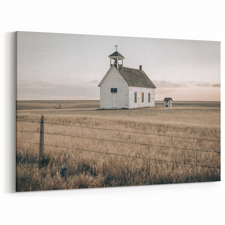 Rustic Church Farmhouse Wall Art – Vintage Country Style Decor Print
