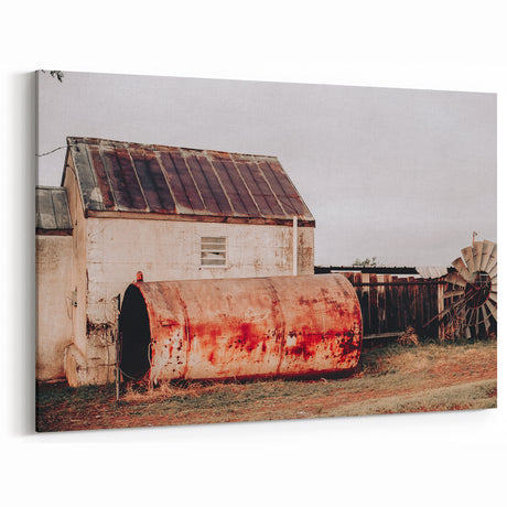 Rustic Farmhouse Tank and Windmill Wall Art – Vintage Country Decor Print