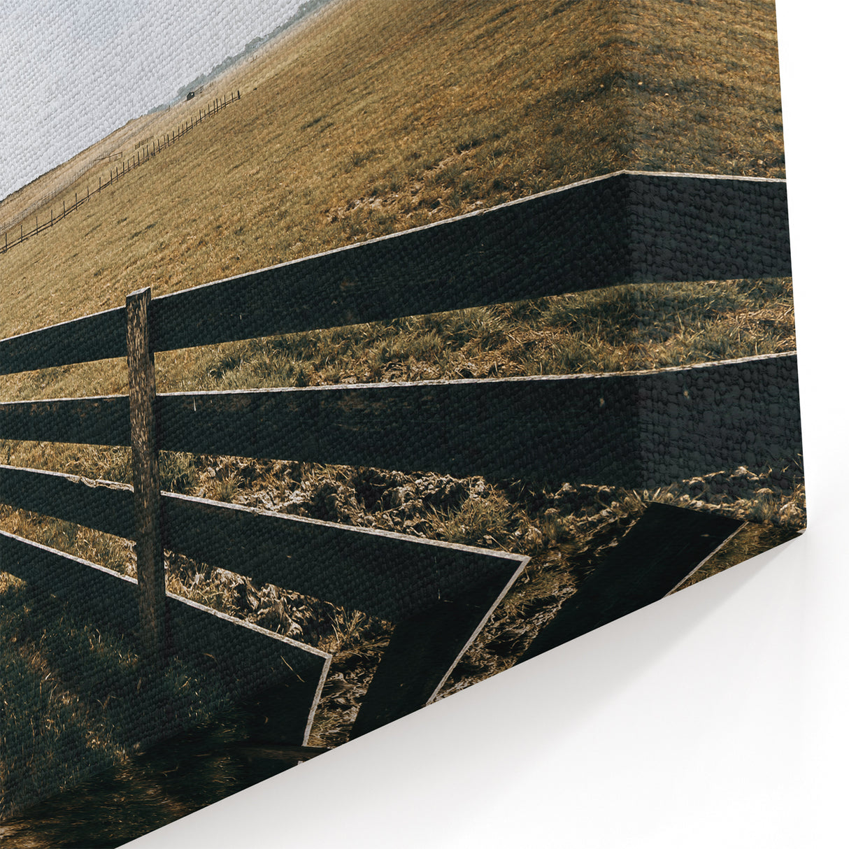 Open Field and Fence Farmhouse Wall Art – Rustic Country Style Print