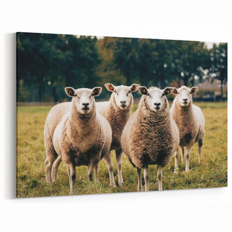Sheep in the Field Farmhouse Wall Art – Rustic Country Style Decor Print