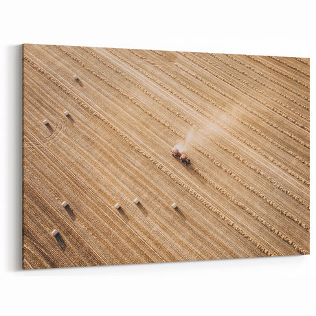 Harvested Field Aerial View Wall Art – Rustic Farmhouse Decor Print