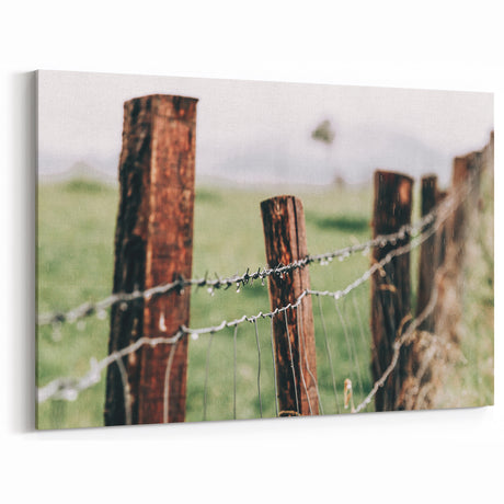Farmhouse Wall Art: Rustic Fence in Rain - Country Style Decor Print