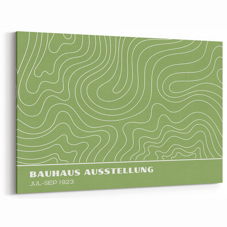 Bohemian Wall Art | Green & White Wavy Line Boho Canvas Print