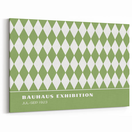 Bohemian Wall Art | Green & White Harlequin Boho Canvas Print