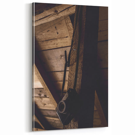 Rustic Wall Art: Vintage Camera in Barn - Farmhouse Rustic Decor Print