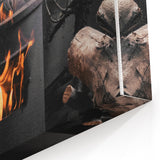 Rustic Wall Art: Wood Stove & Clay Pot – Cozy Farmhouse Decor Print