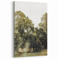 Rustic Wall Art: Serene Forest & Stone Structure – Farmhouse Decor Print