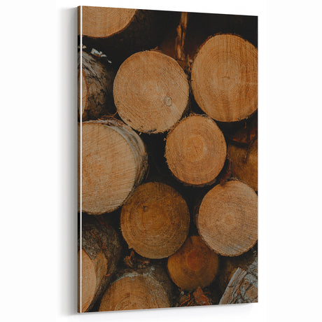 Rustic Wall Art: Stacked Logs Close-Up – Farmhouse Nature Decor Print