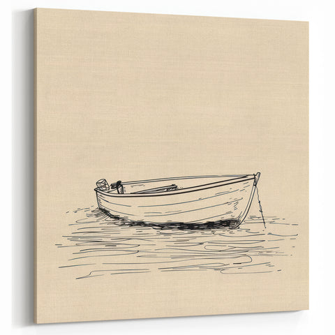 Bohemian Wall Art | Serene Boho Boat Decor Canvas | Eclectic Art Print
