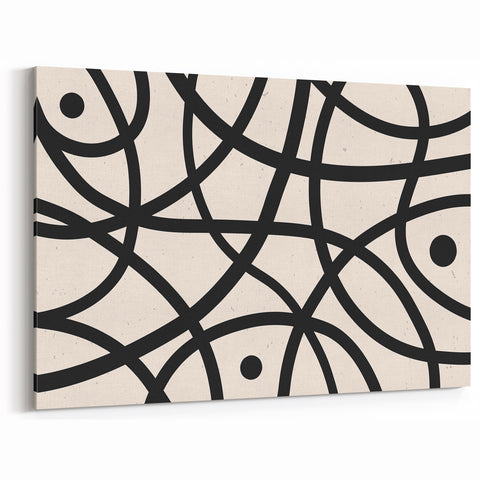 Bohemian Wall Art | Abstract Black Line Boho Canvas | Eclectic Art Print