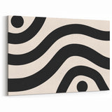 Bohemian Wall Art | Bold Black and White Wavy Line Boho Canvas | Eclectic Art Print