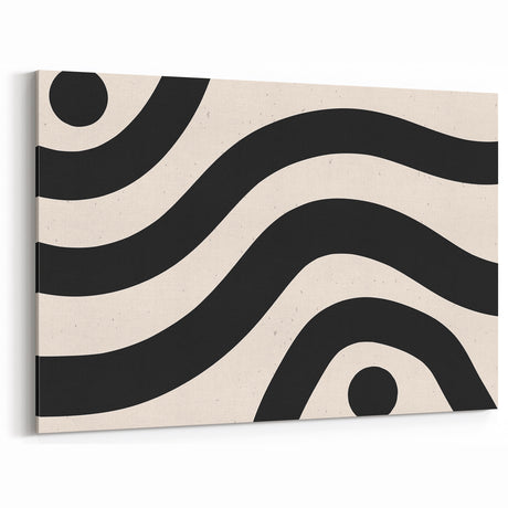 Bohemian Wall Art | Bold Black and White Wavy Line Boho Canvas | Eclectic Art Print
