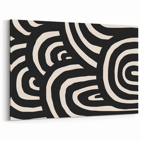 Boho Decor Canvas - Bold Black and White Abstract Bohemian Wall Art