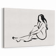 Boho Chic Wall Art - Minimalist Line Art Nude Figure Bohemian Canvas