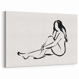 Boho Chic Wall Art - Minimalist Line Art Nude Figure Bohemian Canvas