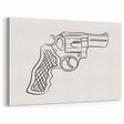 Boho Decor Canvas - Bold Minimalist Revolver Line Art Bohemian Wall Art