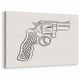 Boho Decor Canvas - Bold Minimalist Revolver Line Art Bohemian Wall Art