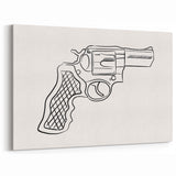 Boho Decor Canvas - Bold Minimalist Revolver Line Art Bohemian Wall Art