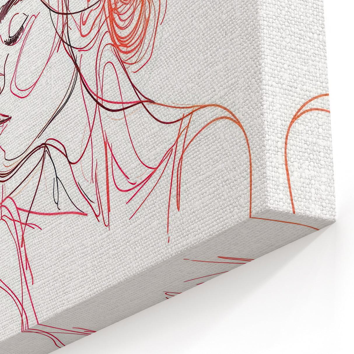 Boho Chic Wall Art - Abstract Line Art Female Portrait in Red and Black