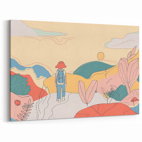 Boho Wall Art - Colorful Whimsical Nature Scene Bohemian Canvas Decor