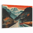 Boho Wall Art - Retro Road Trip Car in Colorful Mountain Landscape Canvas