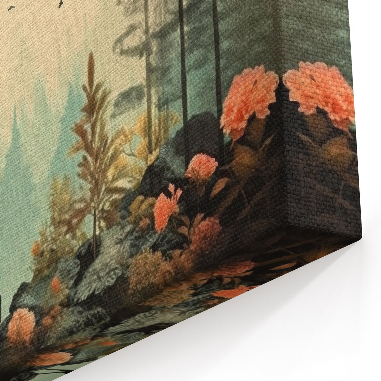 Boho Wall Art - Serene Forest Landscape with Deer Bohemian Canvas Art