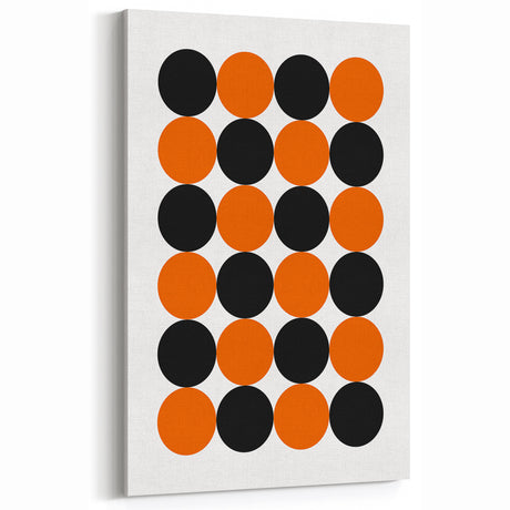 Retro Circle Pattern Wall Art - Bold Bohemian Black and Orange Canvas