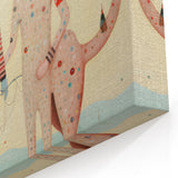 Whimsical Electric Cat Duo Canvas – Playful Modern Art Print