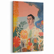 Modern Electric Abstract Portrait - Vibrant Floral and Figurative Art