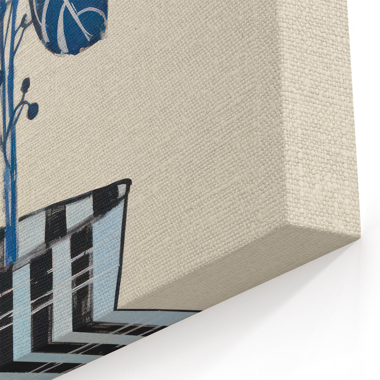 Blue Electric Botanical Art - Contemporary Floral Wall Decor in Stripes