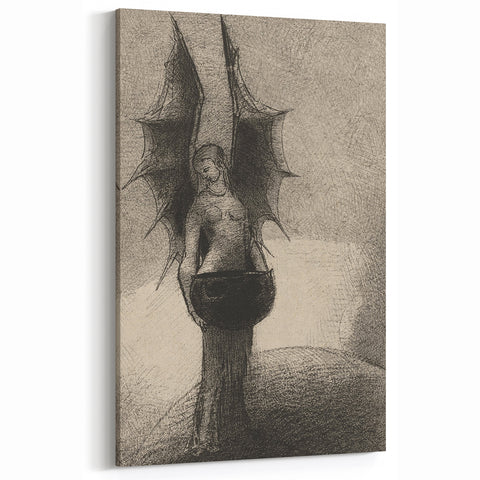 Dark Gothic Angel Canvas – Mystical Winged Figure Gothic Wall Art Decor