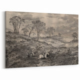Gothic Wall Art - Vintage Hunting Scene on Dark Medieval Gothic Canvas