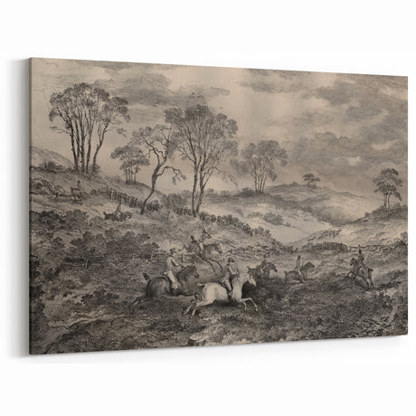 Gothic Wall Art - Vintage Hunting Scene on Dark Medieval Gothic Canvas