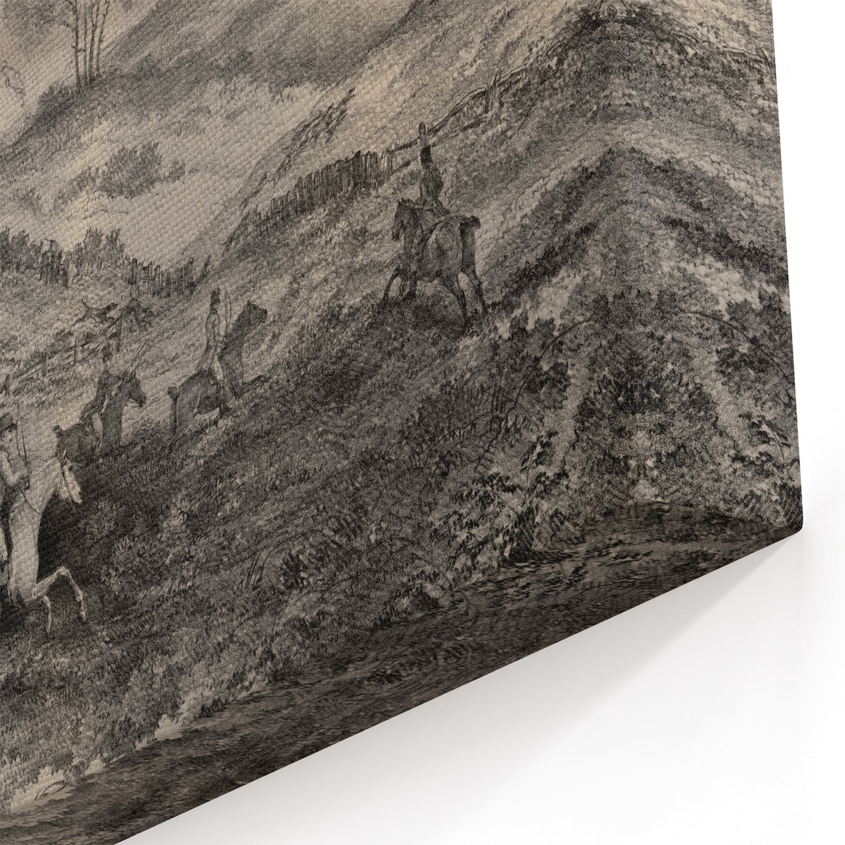 Gothic Wall Art - Vintage Hunting Scene on Dark Medieval Gothic Canvas