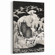 Dark Decor Style - Mysterious Owls Illustration on Gothic Canvas Print
