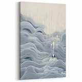 Abstract Electric Wave Art - Flowing Blue and White Modern Decor Canvas