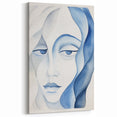 Abstract Electric Portrait - Blue Fluid Face Art for Modern Decor